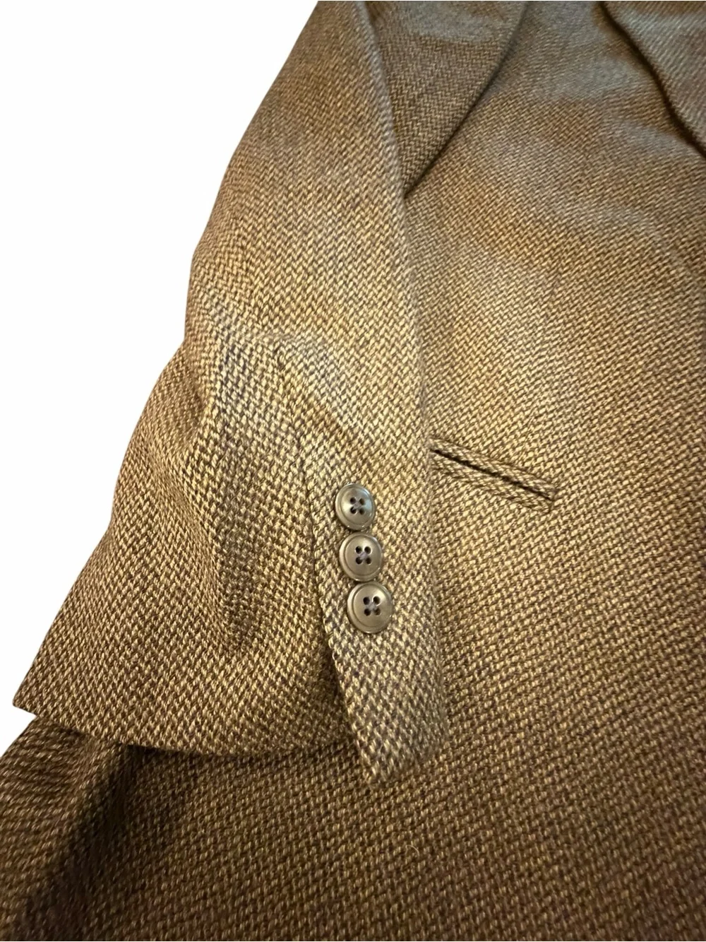 Kasper Virgin Wool Blazer Jacket Brown Herringbone Tweed Vintage Sport Coat 38S